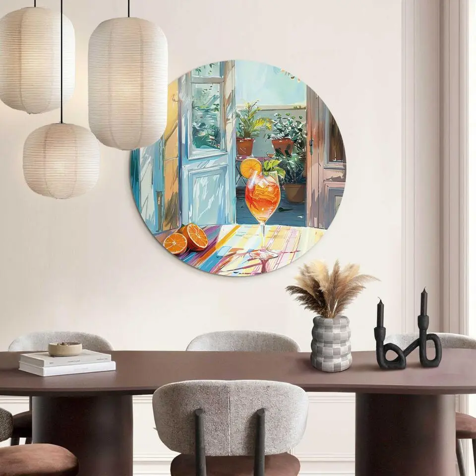 Glasschilderij Aperol in de zon - &Oslash; 70 - Bont