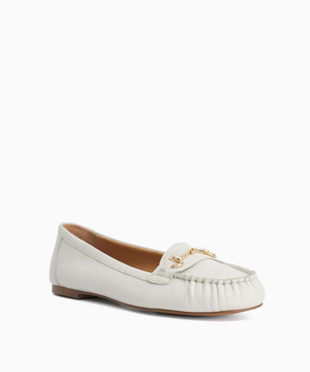 Guno White - Leather Ruched Toe Loafers