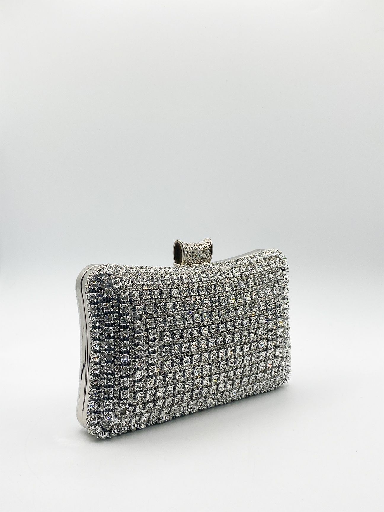 SVNX Silver Diamante Clutch Bag
