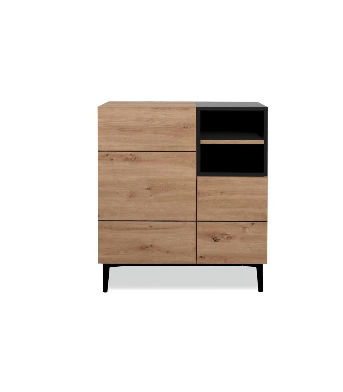 NOLA - Buffet Haut 2 Portes 2 Niches L80 cm - Décor bois