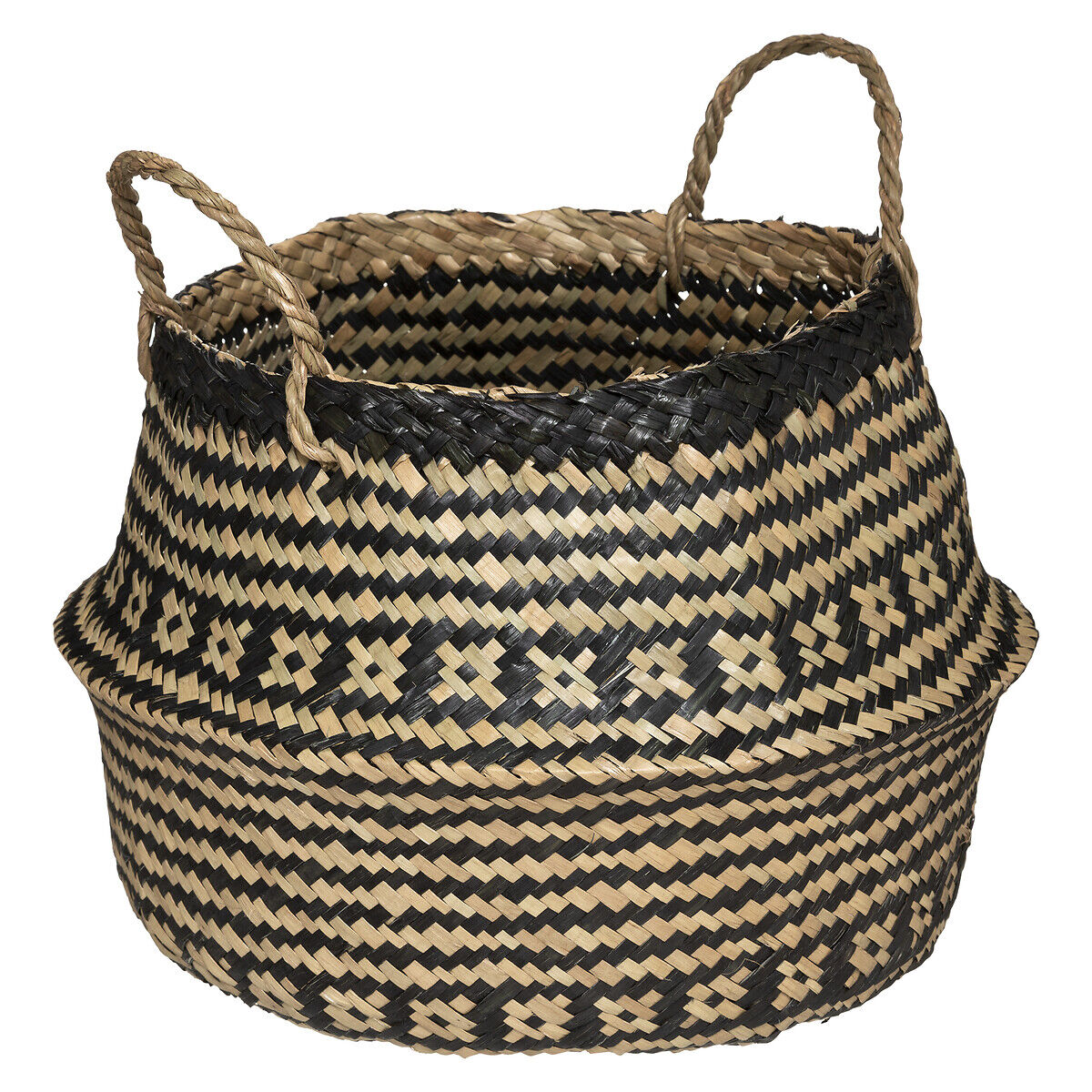 Cesto decorativo seagrass preto e branco