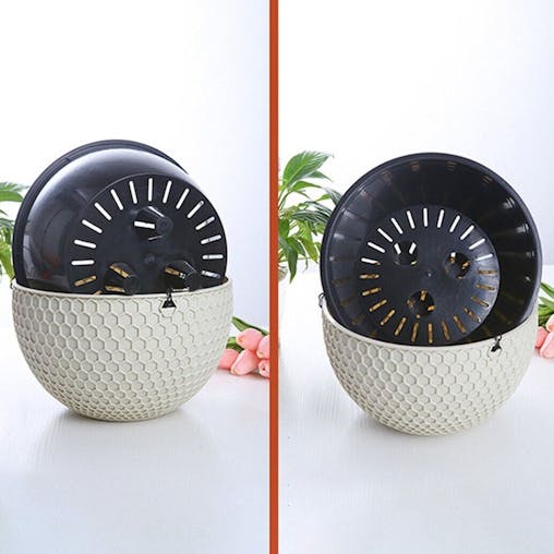 SOGA White Medium Hanging Resin Self-Watering Flower Pot Planter