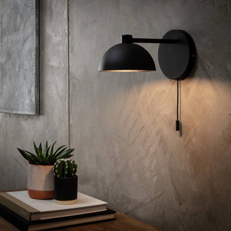 Habitat Mushroom Steel Wall Light - Black