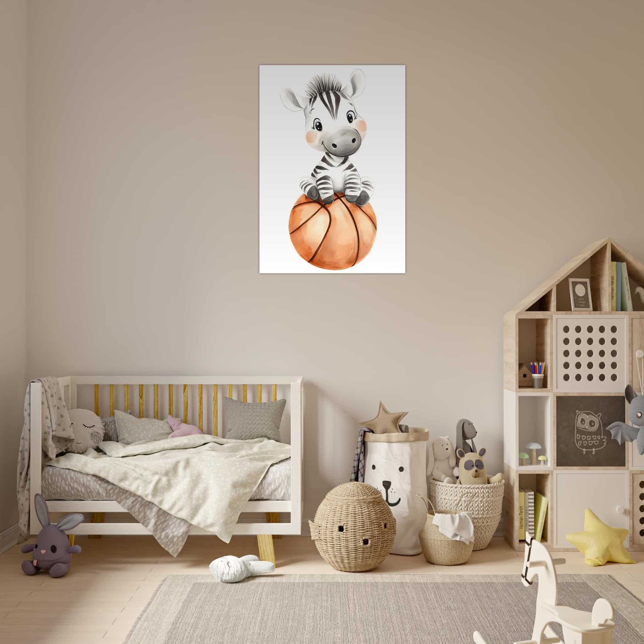 Artfulprints Poster Sportieve zebra  - 70x100 cm - Meerkleurig