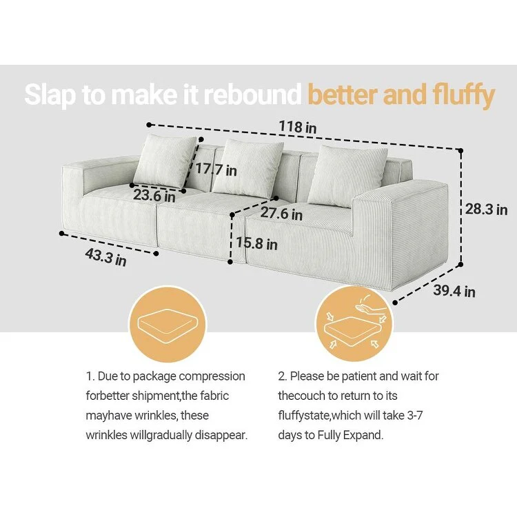118 Foam 4-Seater Sofa with NASA-Grade High-Density Foam, No-Assembly Design, Plush Reclining Seats