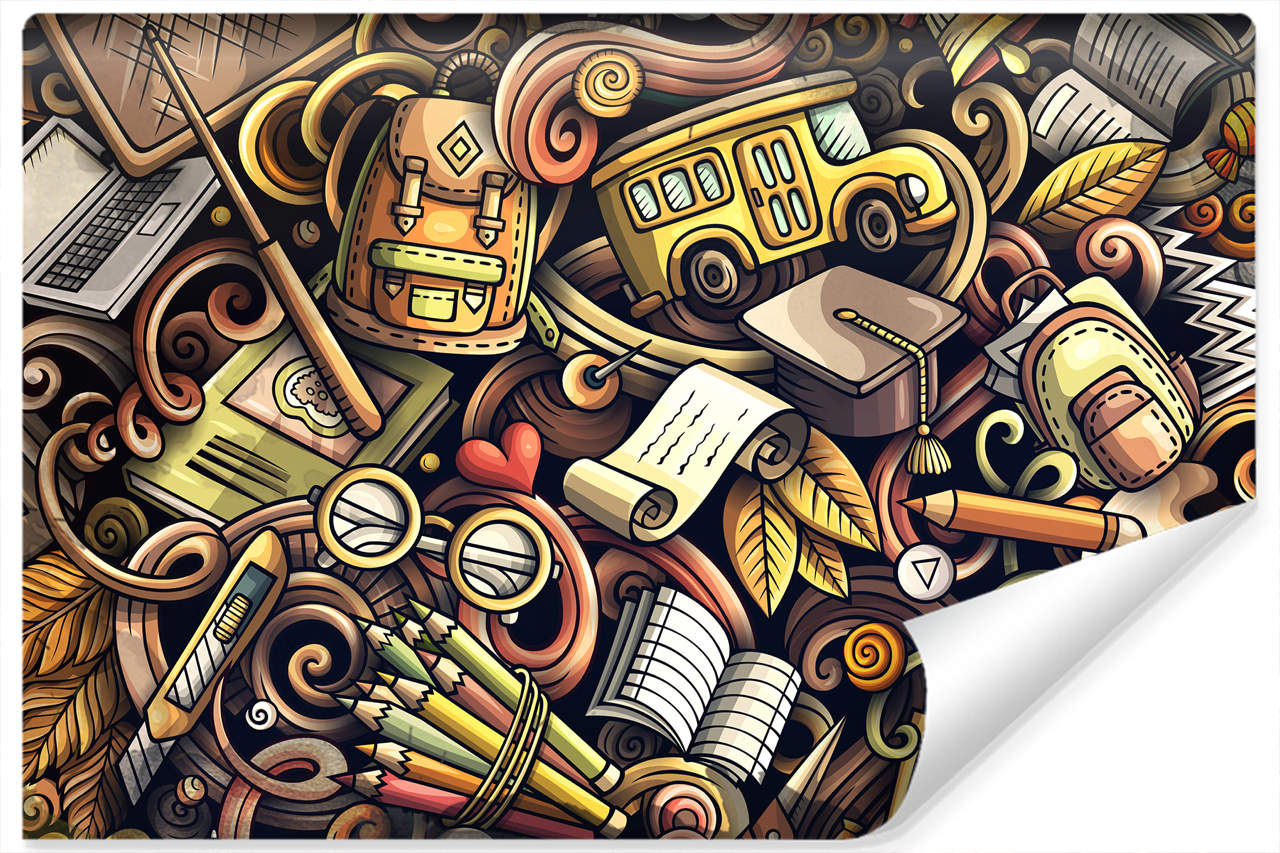 Fototapeta Młodzieżowa Retro PRZYBORY Szkoła 3D 90x60cm