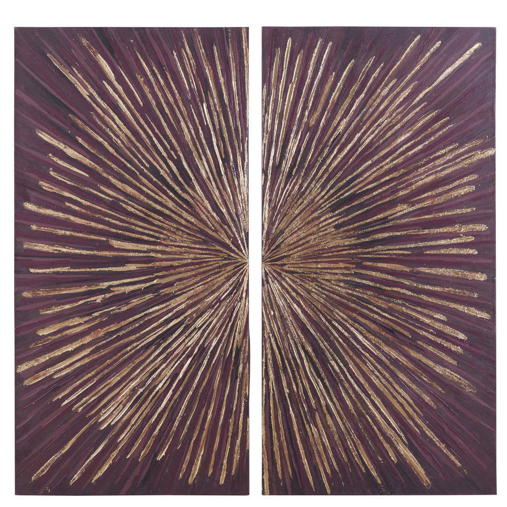HONORINE - Diptyque peint violet et doré 120x120