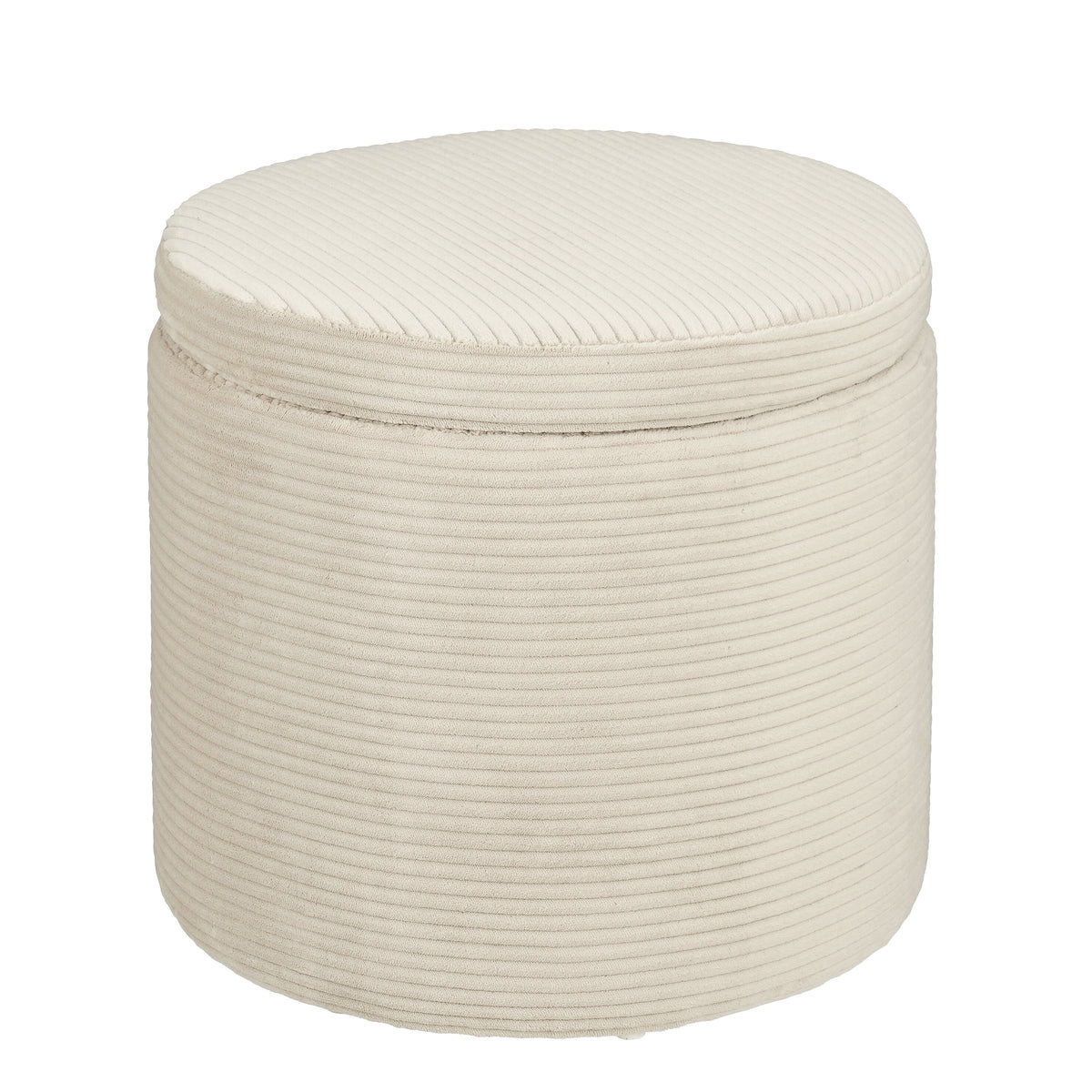 Mica Decorations Poef met Opbergruimte - H41 x Ø42 cm - Off-white