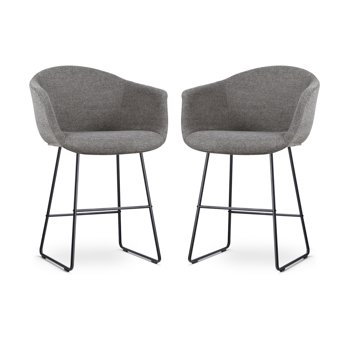 Nolon Nino-Otis Barkrukken Set van 2 - Donkergrijs - Zwart - 65 cm
