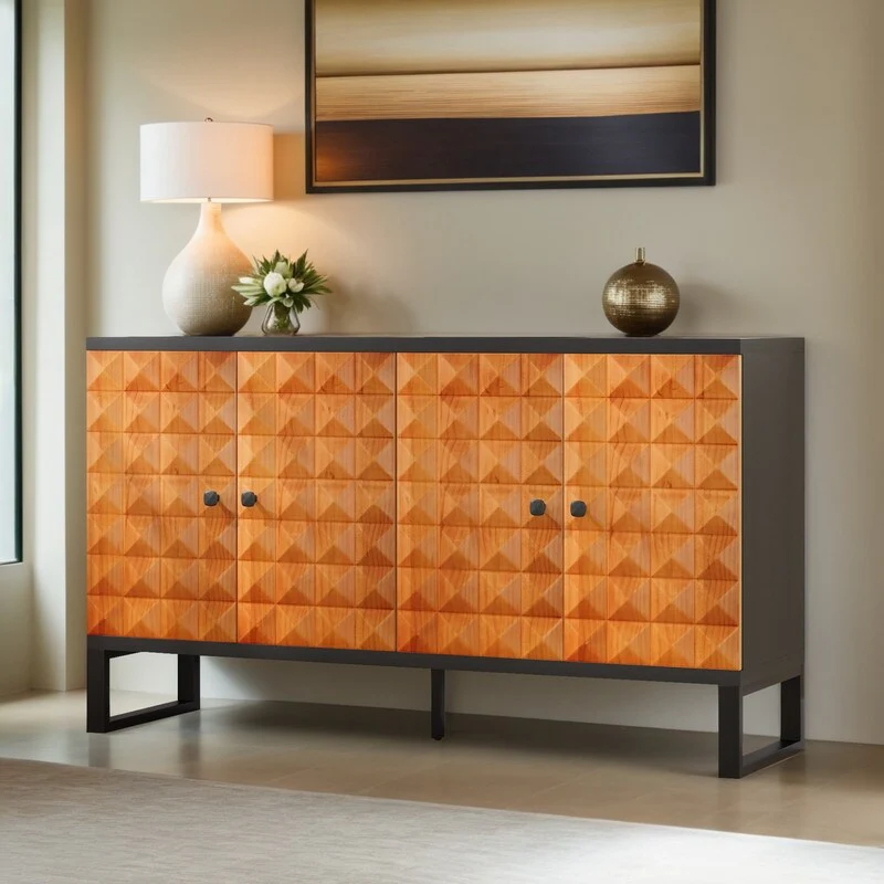 Modern buffet cabinet with storage space,Retro style four door wooden storage cabinet