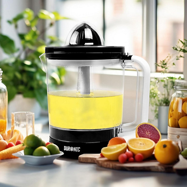JE416 Presse agrumes 40W Capacité 1,6 litre Filtre réglable pour la pulpe Jus oranges citrons agrume frais Duronic