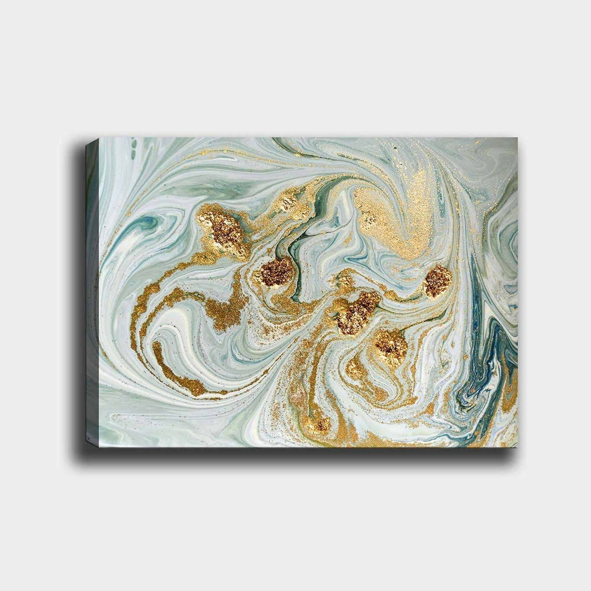 Tableau abstrait marbré – reflets dorés