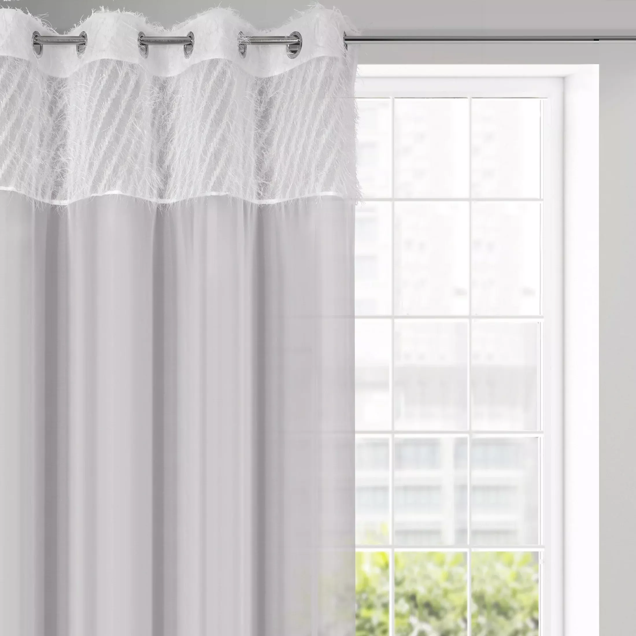 Zasłona jasnoszara w stylu glamour 140x250 cm przelotka - AMIRA