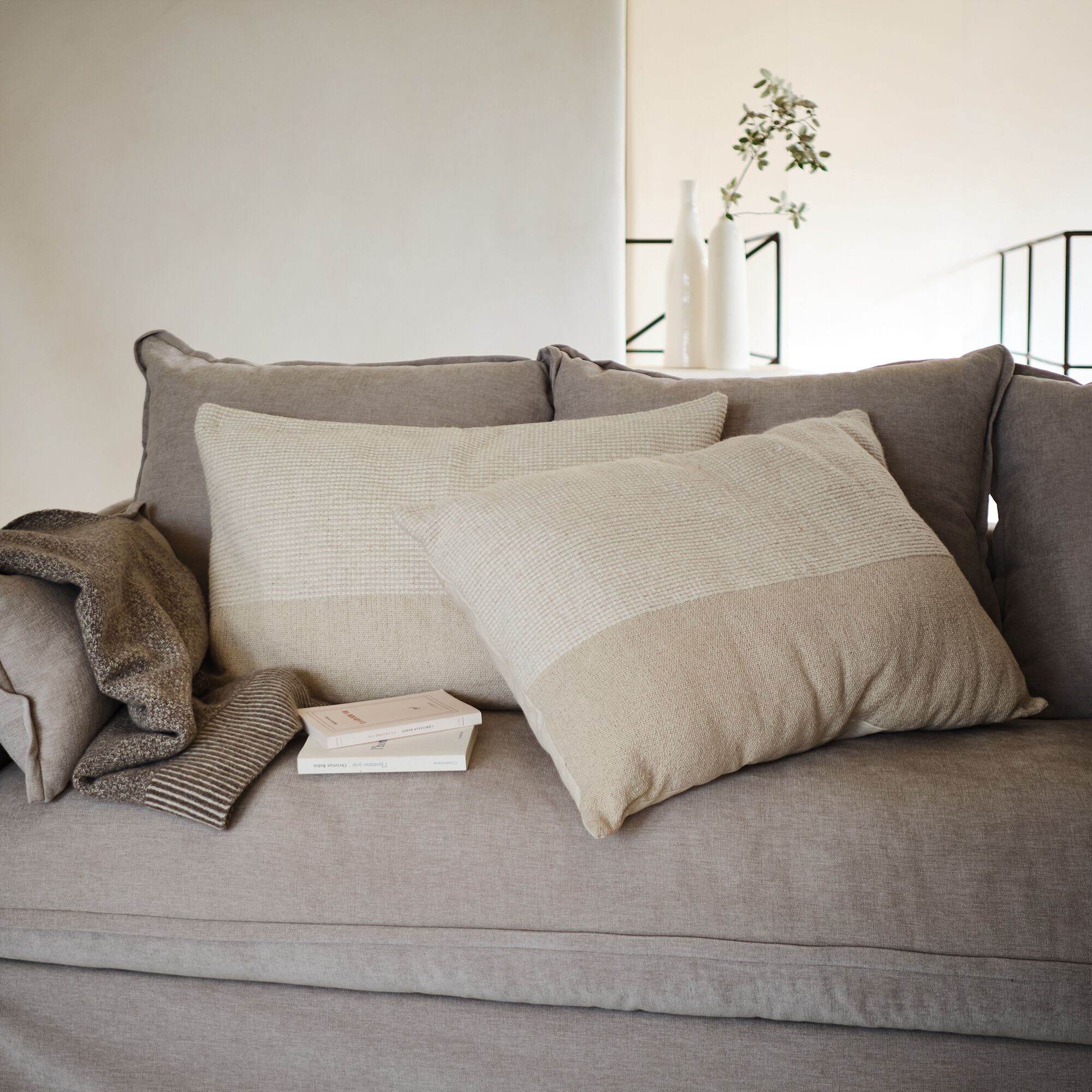 SAULT - Coussin tissé en coton 50x70cm - beige