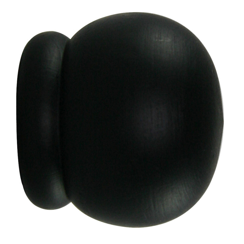 Embout de fermeture pour tringle en bois Boule Ø 28 mm noir mat 2 pièces MOBOIS