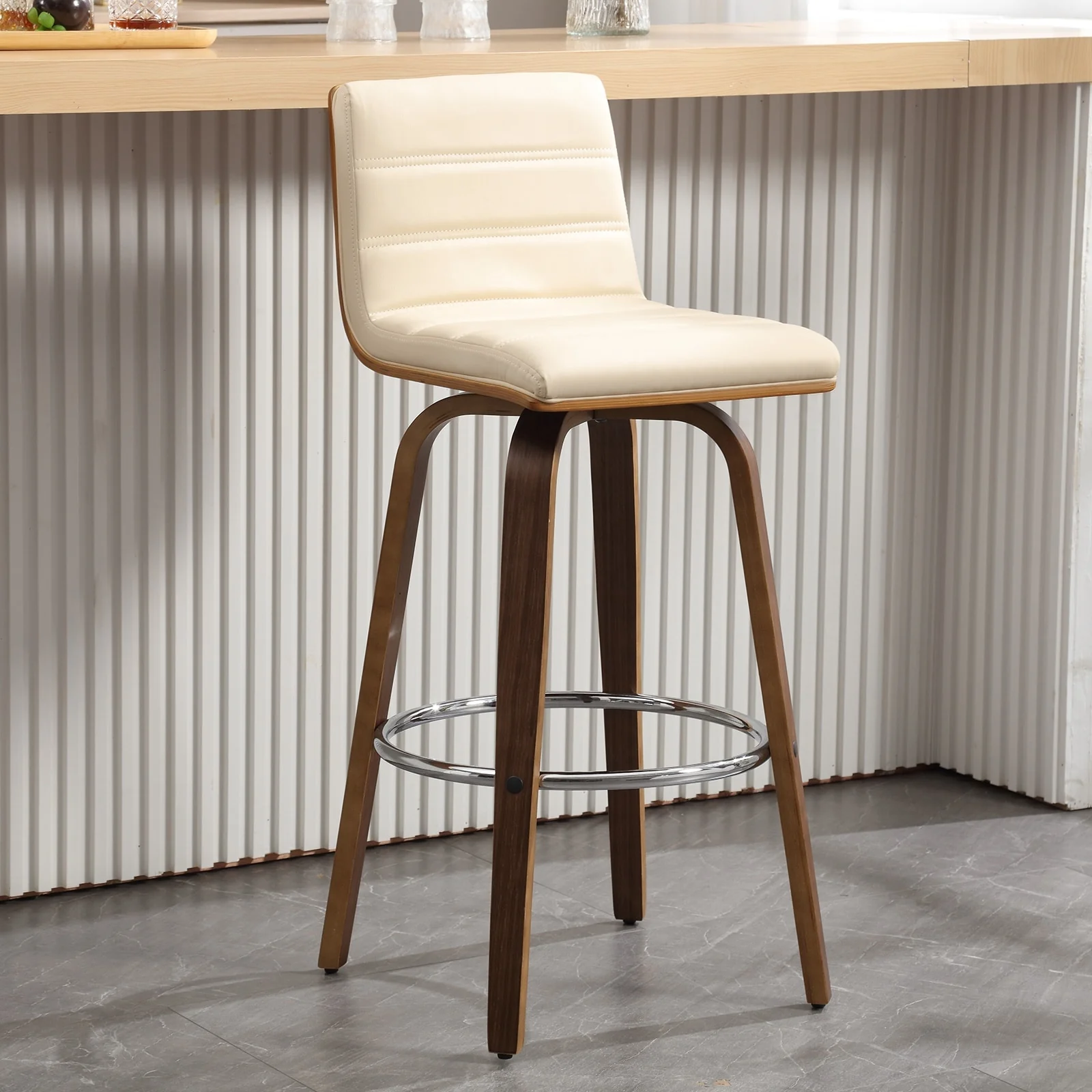 Faux Leather Upholstered Swivel Bar Stools, Counter Stool