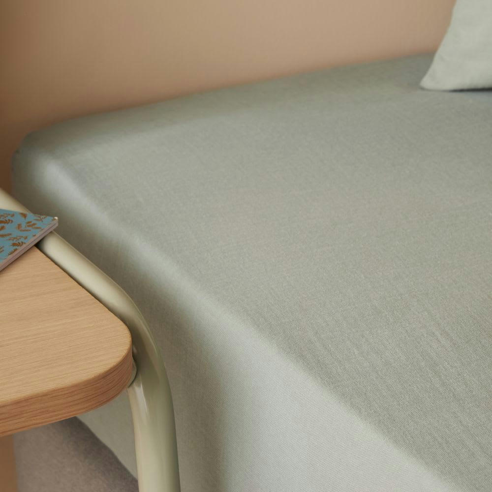 NOA - Drap housse enfant en gaze de coton biologique vert d'eau 90x190