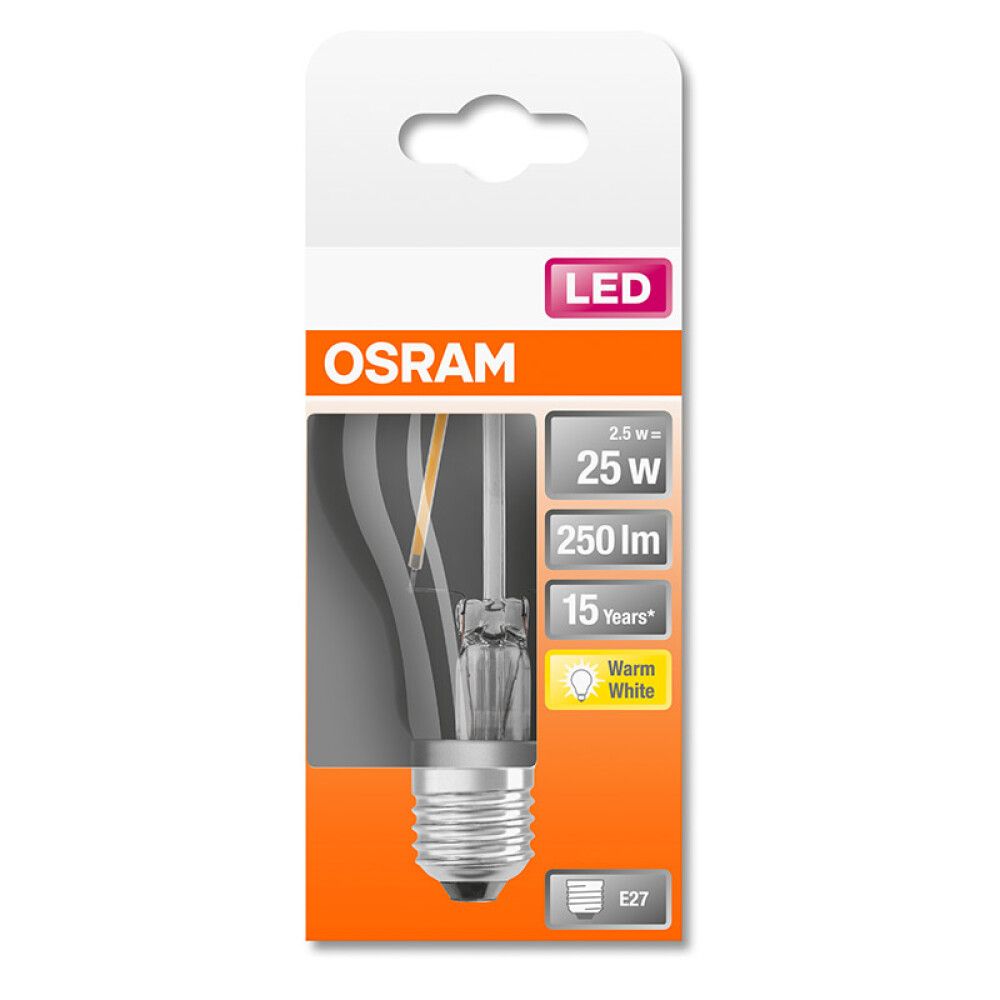 LYSPÆRE OSRAM ST CLASSIC A LED CLEAR E27 2,5W
