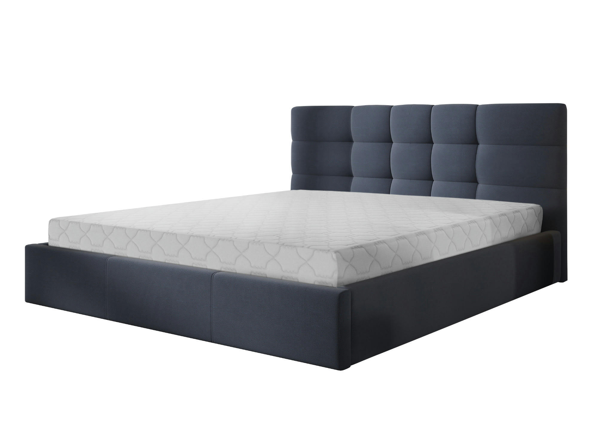 MAEL - Lit coffre en Tissu 180x200 bleu ardoise