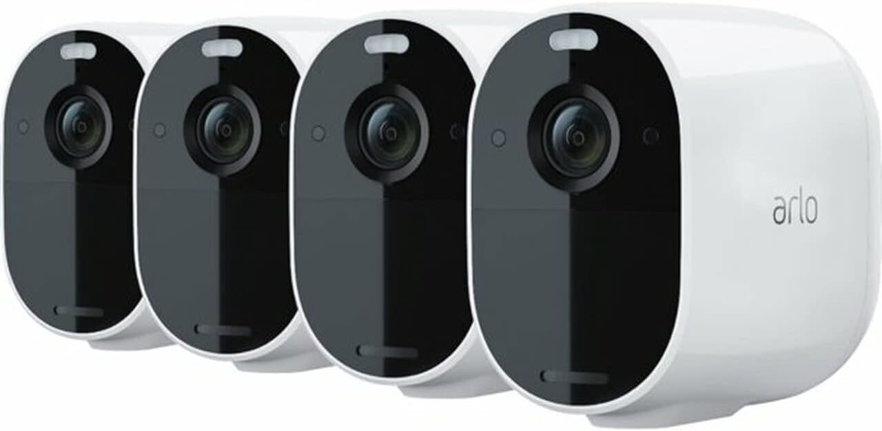 Arlo VMC2430-100NAR Essential Spotlight Wireless Camera (4 Pack) 1080p Video  Color Night Vision  2 Way Audio  Direct to WiFi No Hub Needed – White (Renewed)