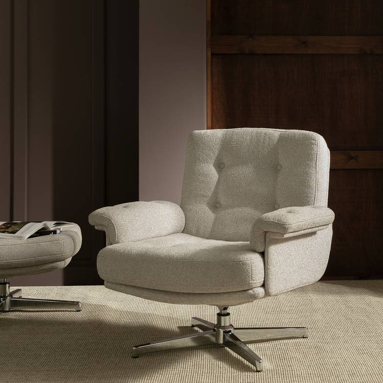 Habitat Dawson Fabric Swivel Chair - Natural