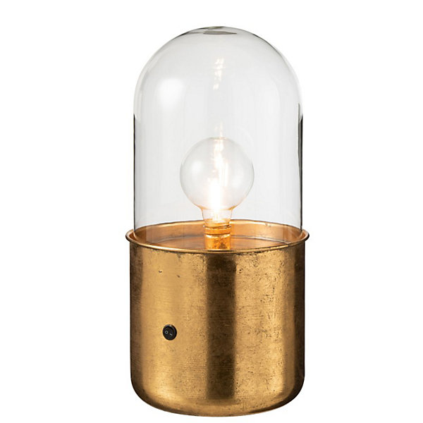 Lampe à poser industrielle en verre et zinc doré H40 cm