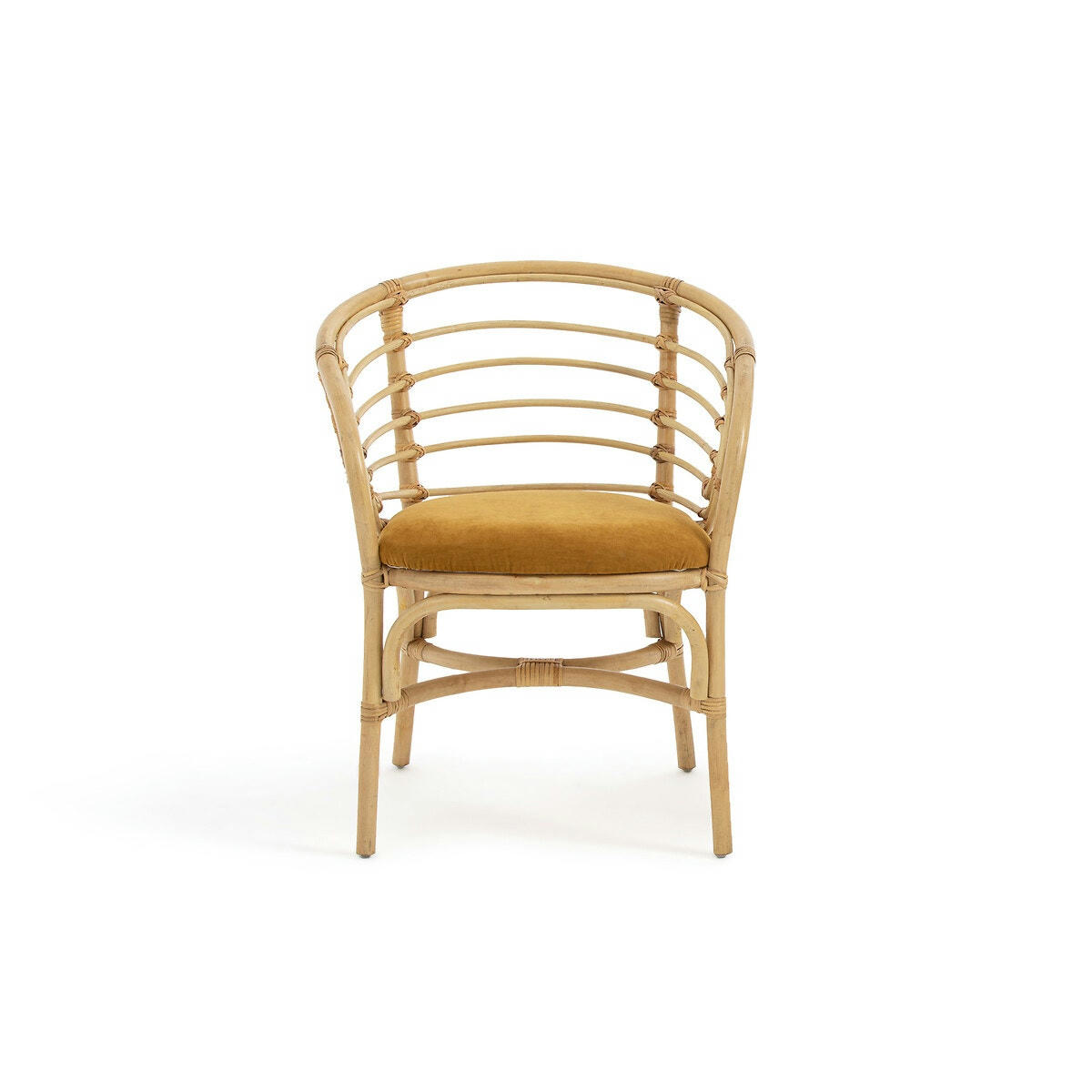 Fauteuil de table rotin et velours, Dhony