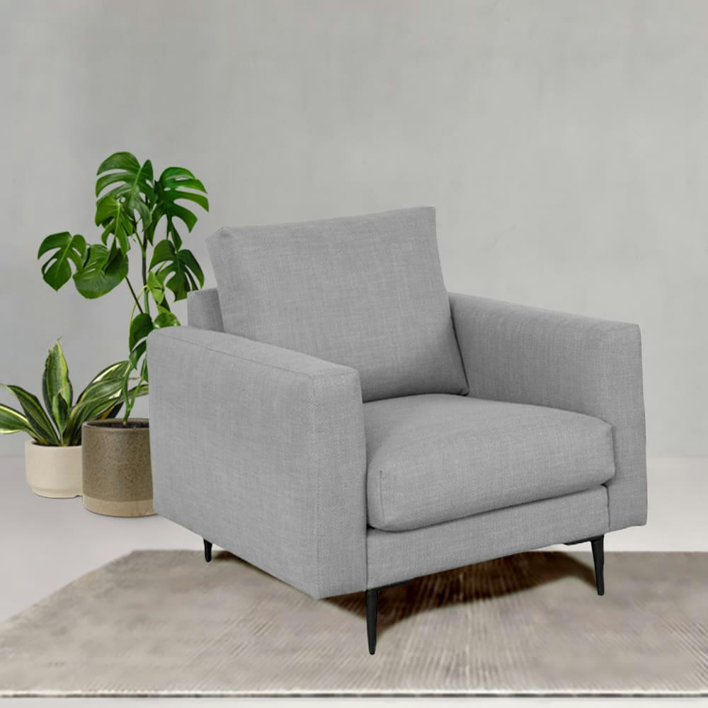 CARUSO - Fauteuil 1 place tissu gris clair