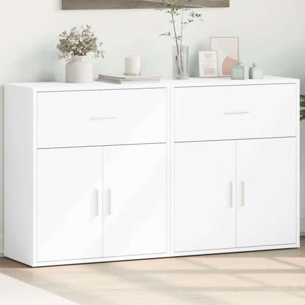 2x Szafka Biała z Drzwiami 60x31x70 cm do Salonu Pokoju Sypialni