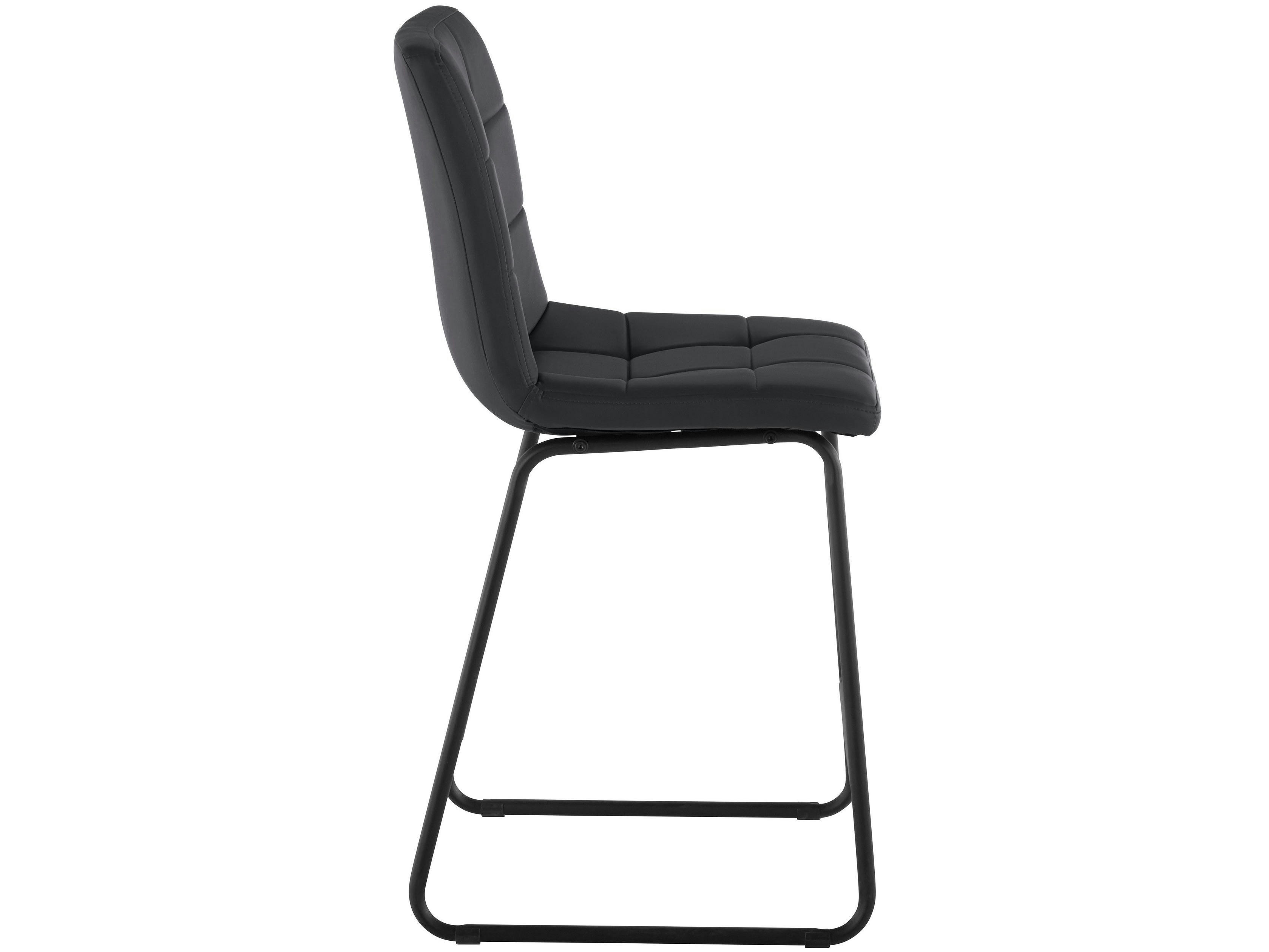 MERLE - Lot de 2 tabourets de bar rembourrés en PU noir