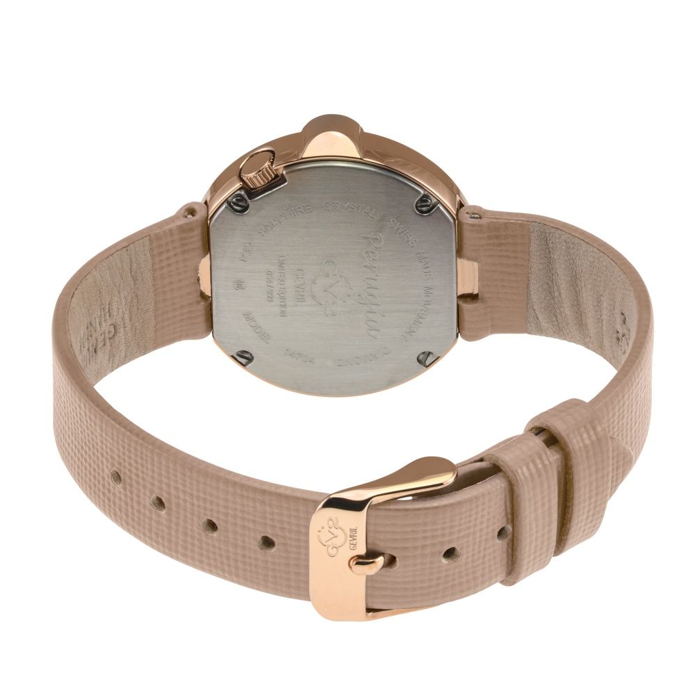 GV2 Perugia Diamond Silver/White Dial Genuine Saffiano Beige Leather Watch