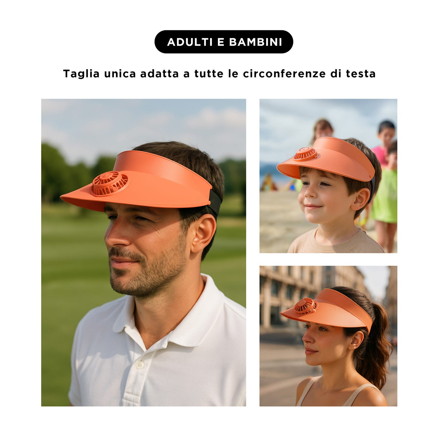 Visiera regolabile con ventilatore rosa salmone
