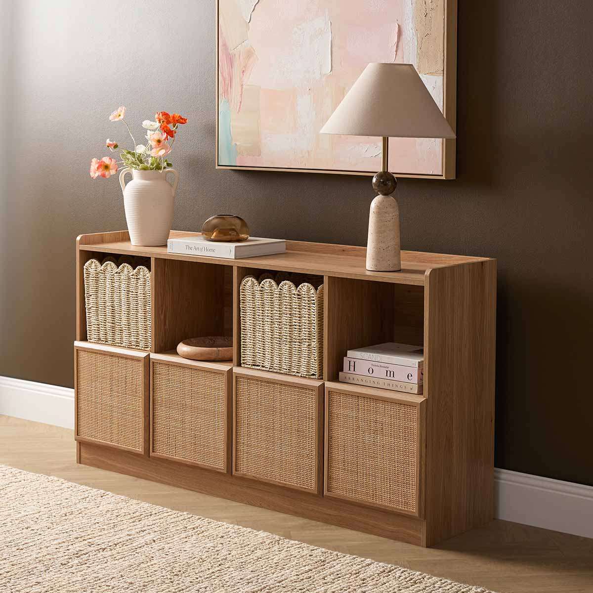 Noosa Rattan Cube Storage Bookcase  - Natural