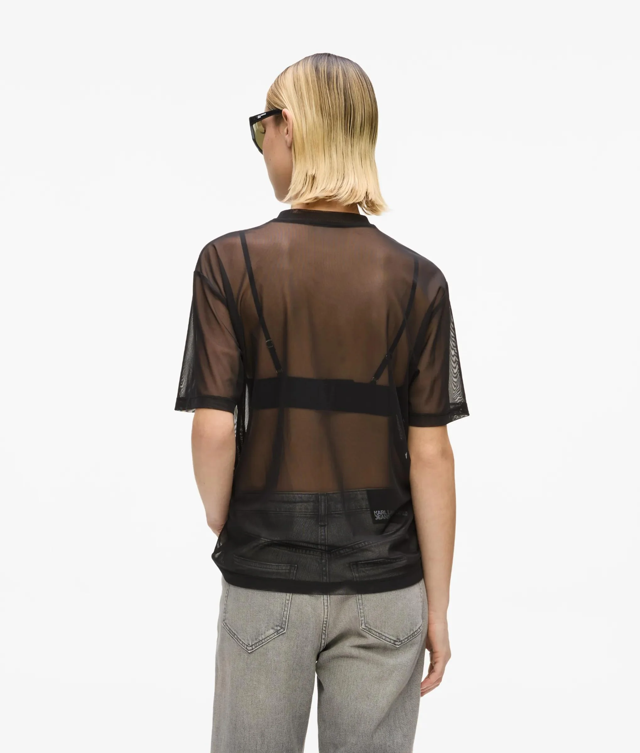 T-shirt avec détail de cravate en maille