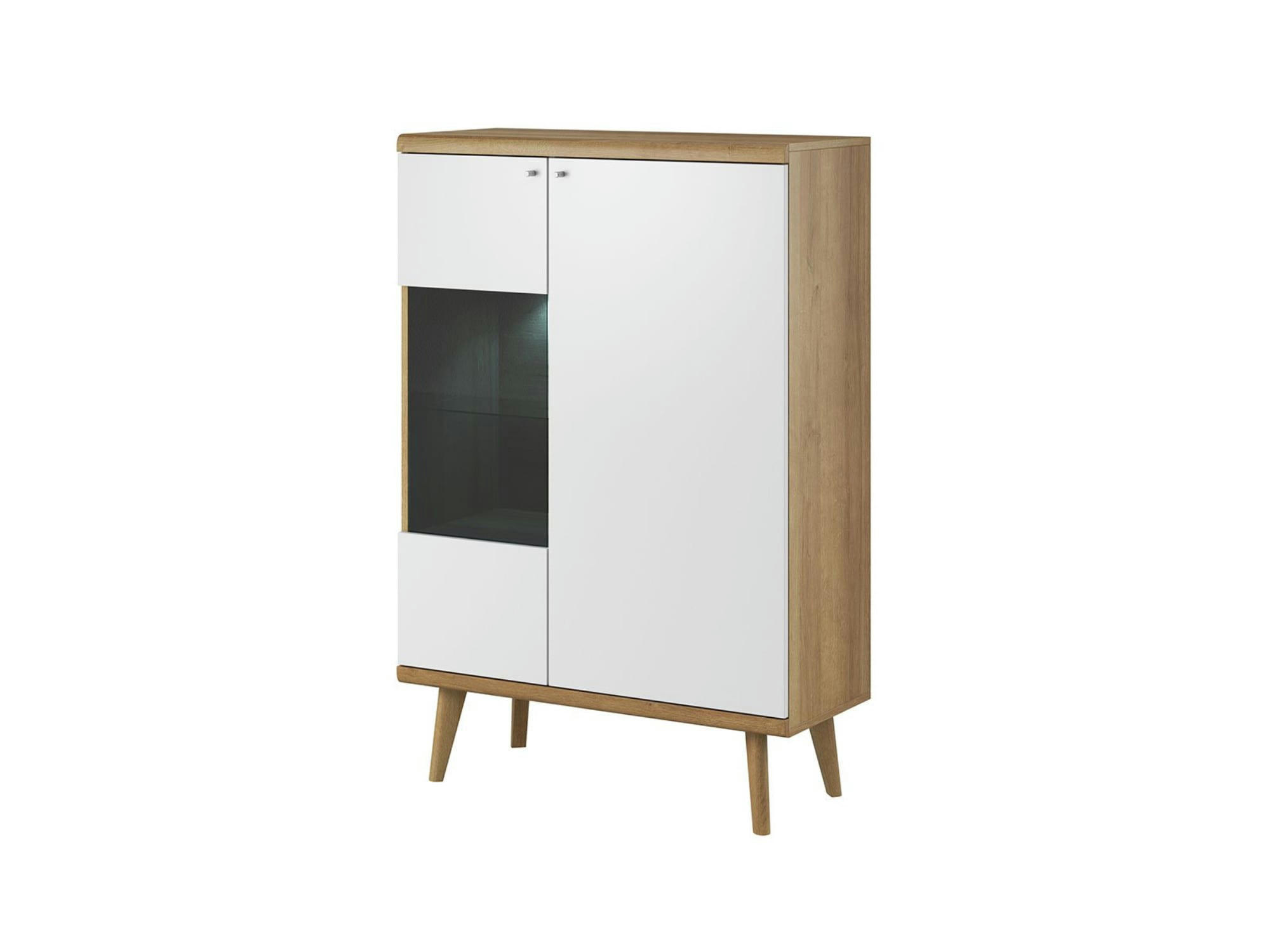 AVA - Buffet haut scandinave 90 cm bois / blanc