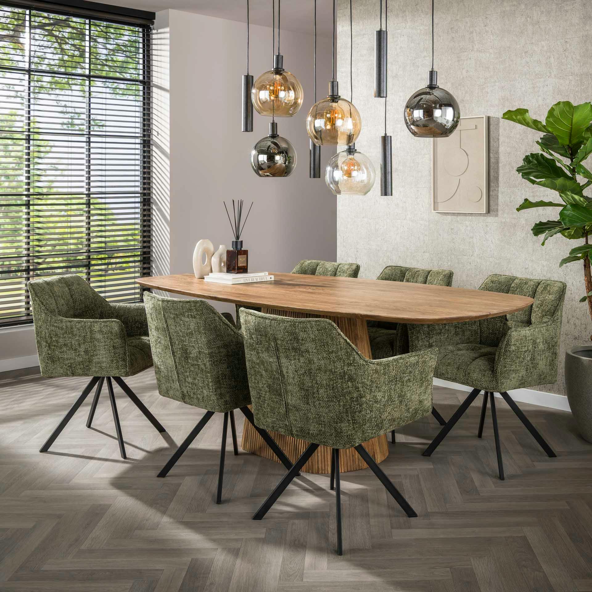 Fauteuil de table pivotant vert chiné (lot de 2) MELBOURNE