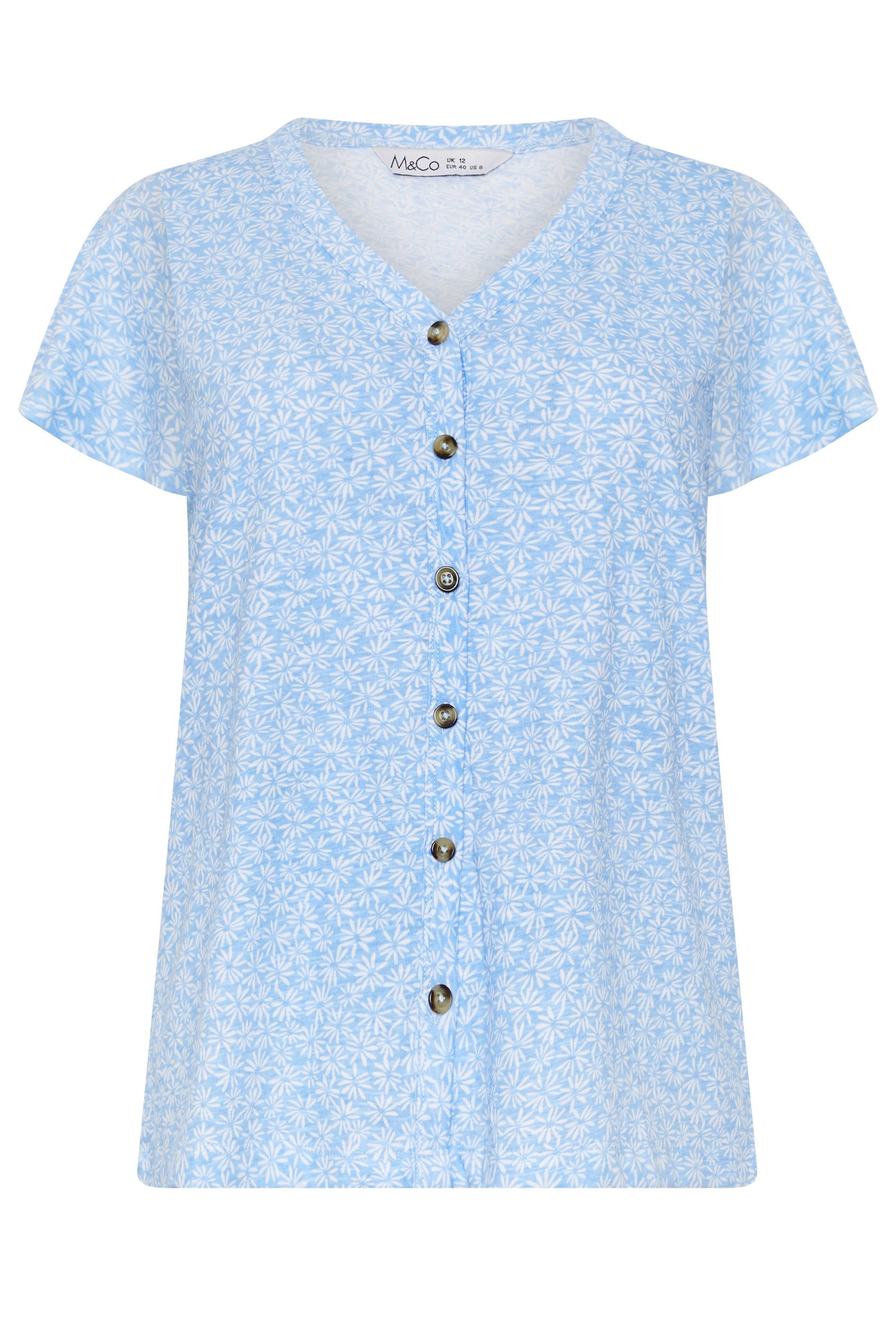 M&Co Floral Cotton Frill Sleeve Blouse