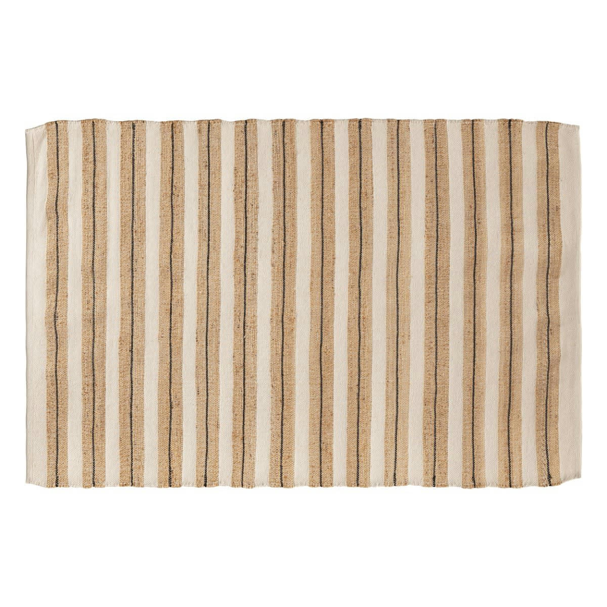 BAVRY - Tapis en toile de jute et rayé en coton 180x120 cm