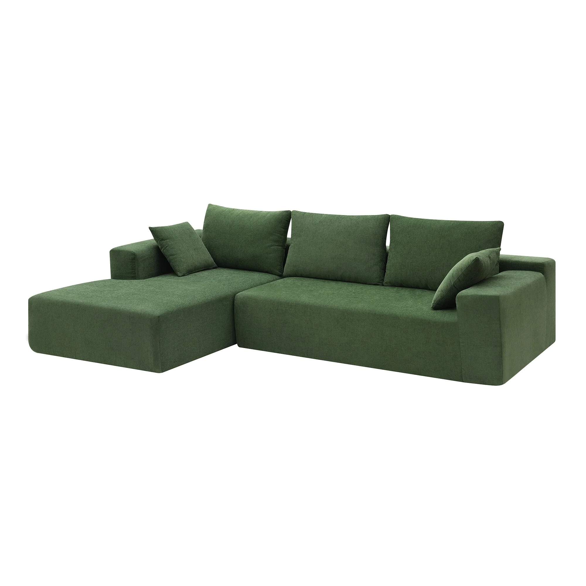 Modern L Shaped Sectional Sofa with Chenille Upholstery and Detachable pillow for Living Rooms or Apartments