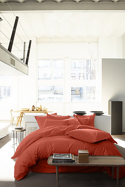 Housse de couette 220 x 240 cm Percale de coton lavé terracotta