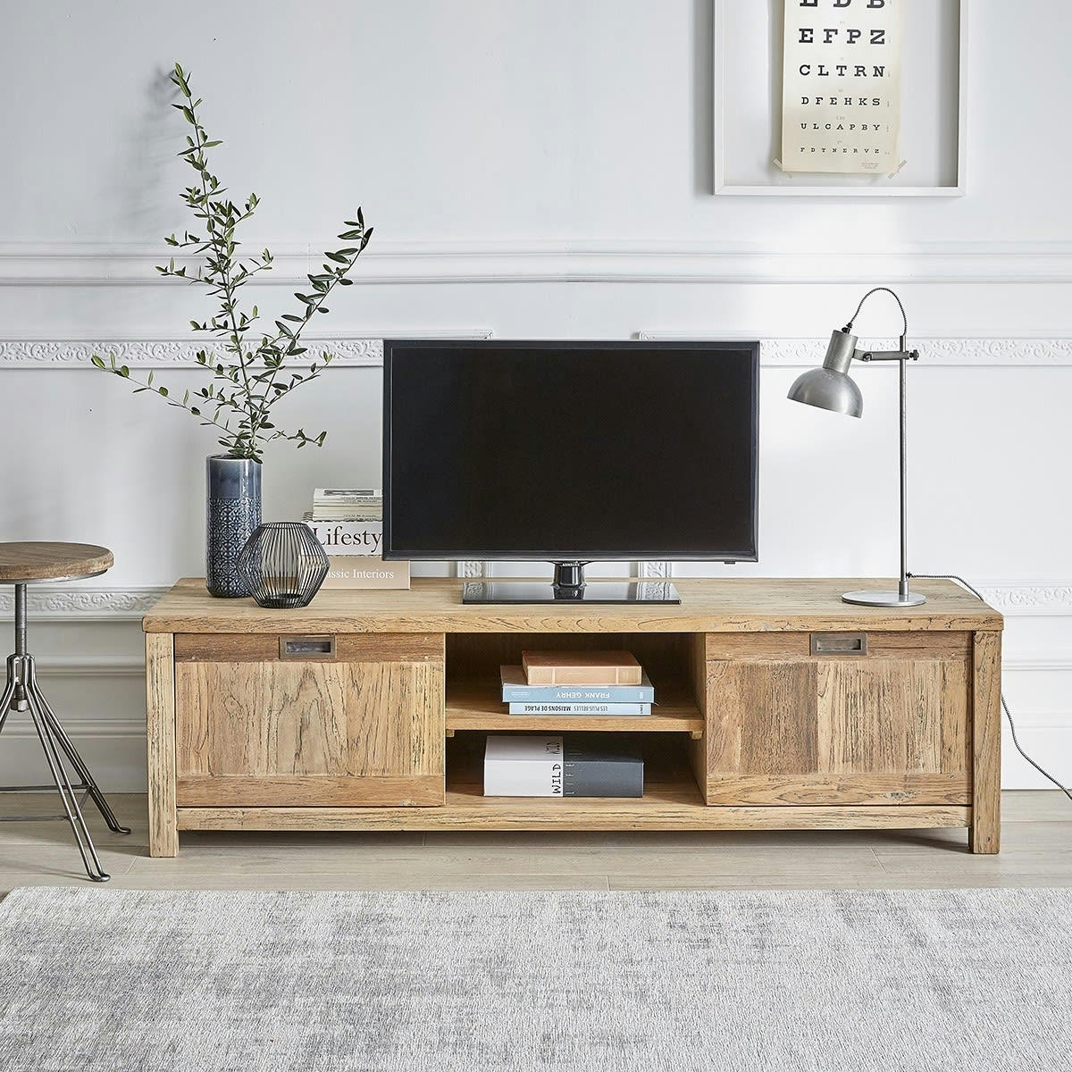 CARGO - Meuble TV en teck recyclé massif 160 cm