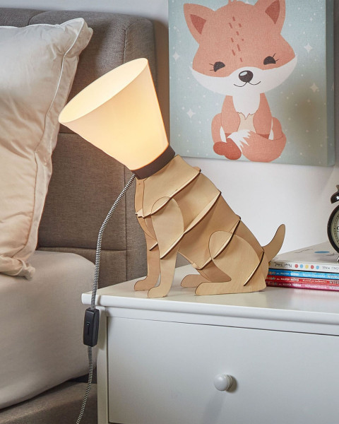 Lampa stołowa nocna kształt psa biała