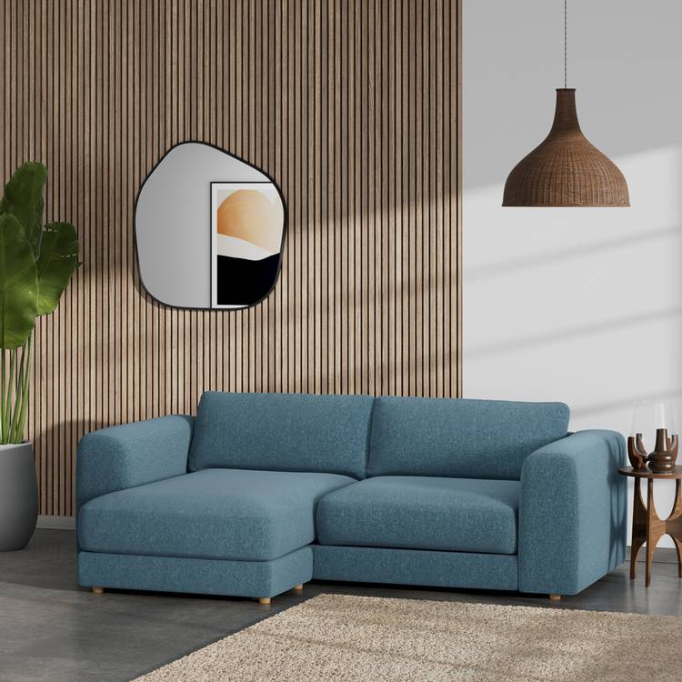 Habitat Ayr Reversible Corner Sofa - Blue - Ash Leg