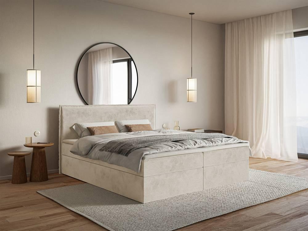 Boxspring Esmay velvet met opbergruimte en topper 140 x 200 cm