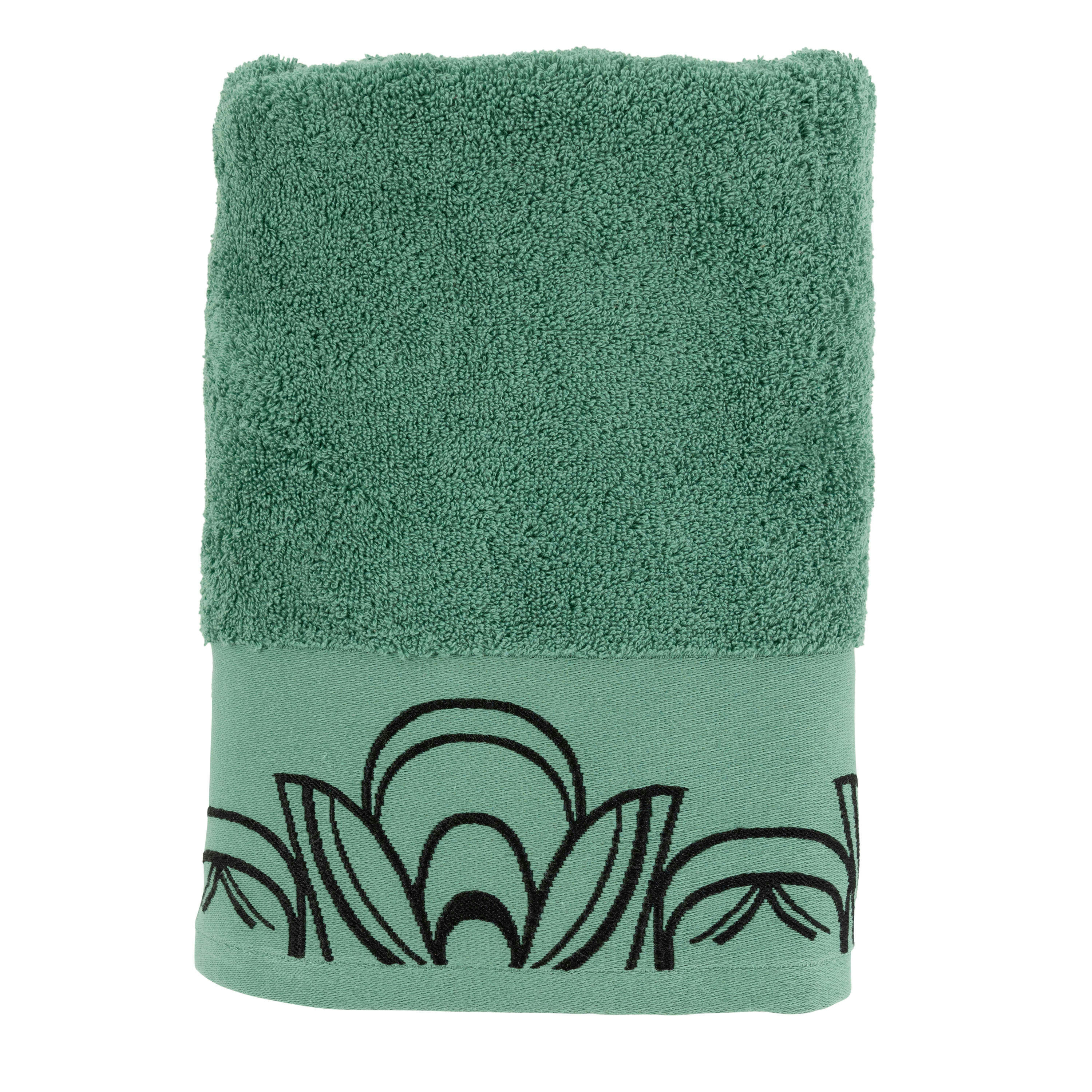 AZULEJOS - Drap de bain coton jacquard bouclette vert 90 x 150 cm