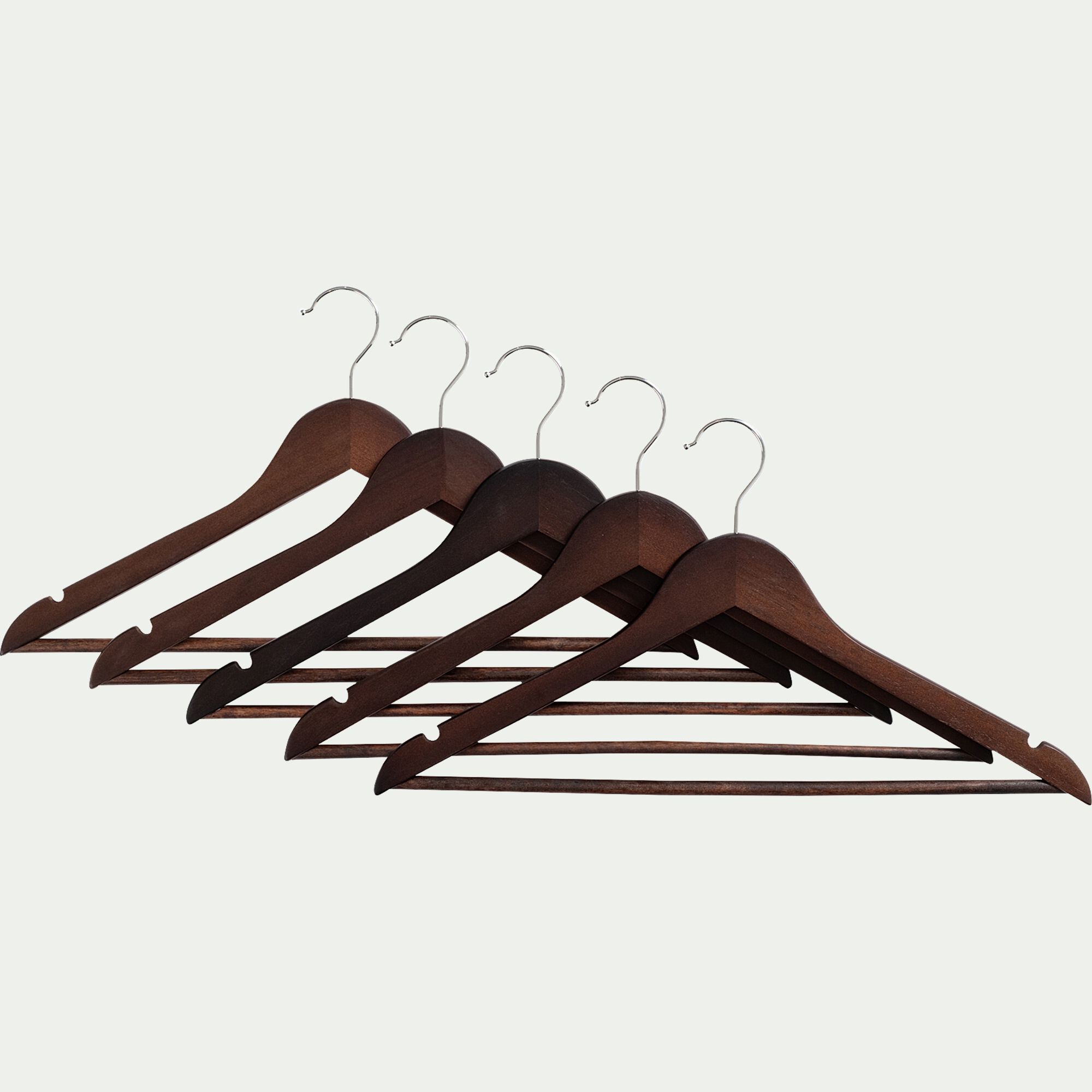 TAO - Lot de 5 cintres en bois - marron