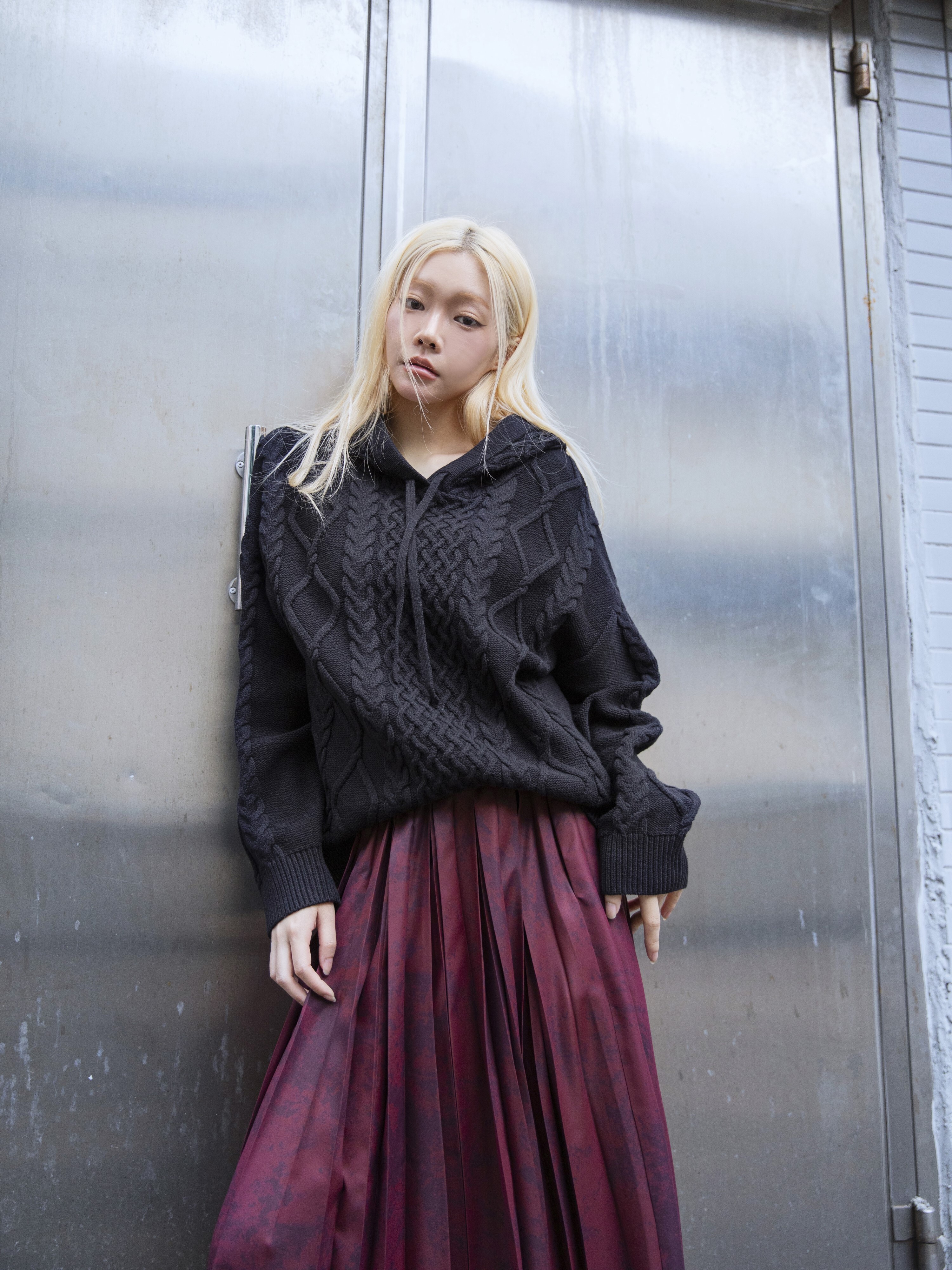 Cable knit Hoodie - 25WRT239X