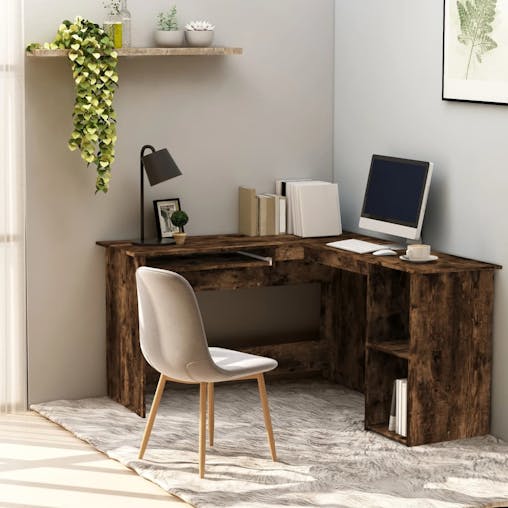 NNEVL Corner Desk Smoked Oak 120x140x75 cm Engineered Wood