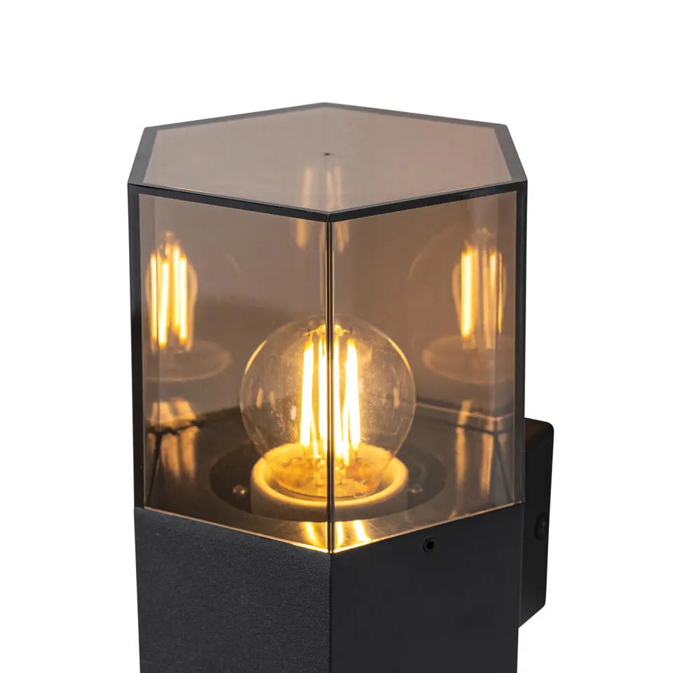 Qazqa wandlamp met bewegingssensor denmark zwart e27