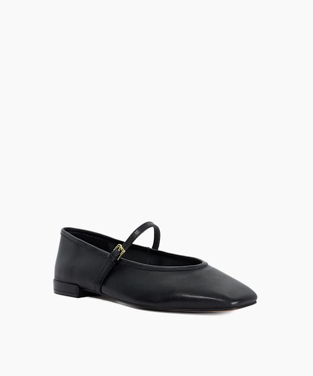 Hearthrob Black - Leather Mary Jane Ballet Flats